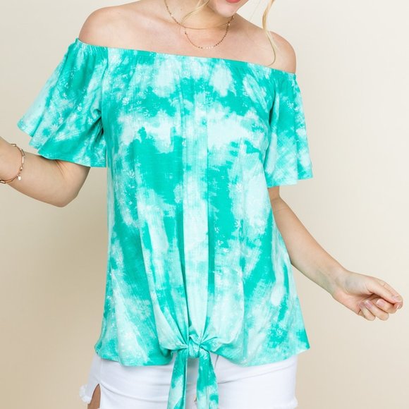 j Tops - Off-Shoulder Tie-Dye Shirt